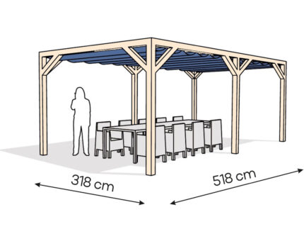 Pergola  PW drewno surowe 318 x 518 cm