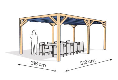 Pergola  PW drewno lakierowane 318 x 518 cm  lakier bezbarwny