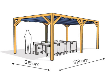 Pergola  PW drewno lakierowane 318 x 518 cm  sosna