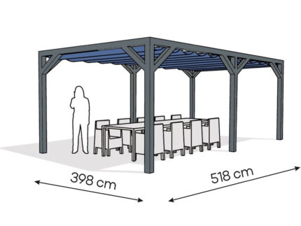 Pergola  PW drewno lakierowane 398 x 518 cm  antracyt