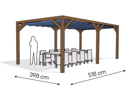 Pergola  PW drewno lakierowane 398 x 518 cm  ciemny orzech