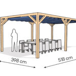 Pergola PW drewno lakierowane 398 x 518 cm lakier bezbarwny