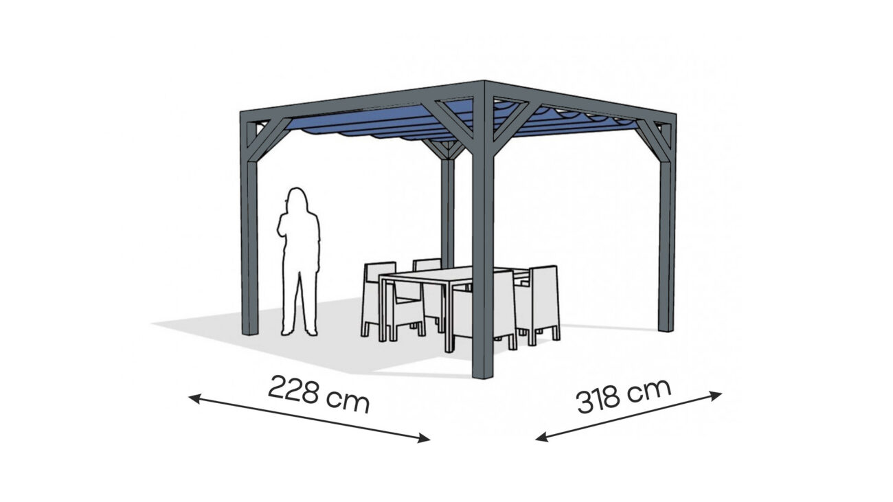 Pergola PW drewno lakierowane 228 x 318 cm antracyt