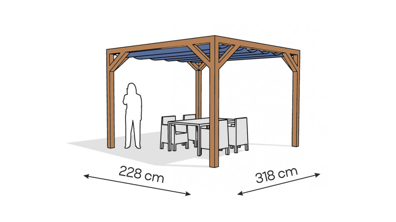 Pergola PW drewno lakierowane 228 x 318 cm bursztyn