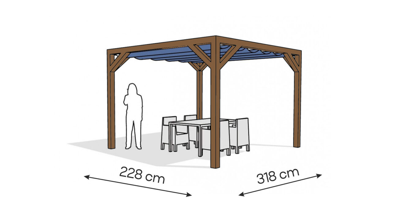 Pergola PW drewno lakierowane 228 x 318 cm ciemny orzech