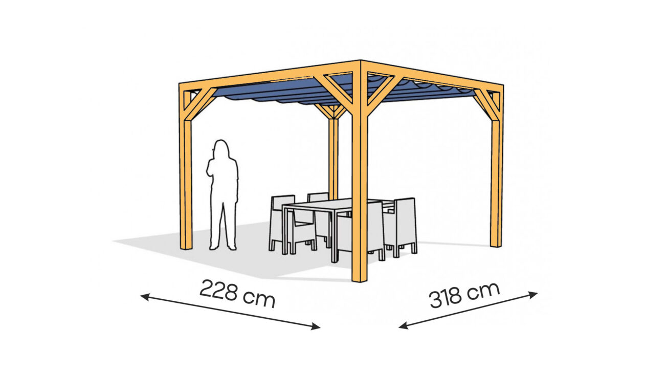 Pergola PW drewno lakierowane 228 x 318 cm sosna