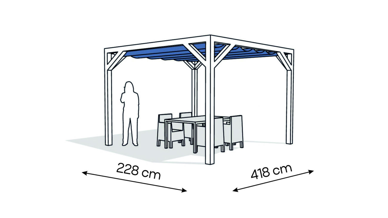 Pergola PW drewno lakierowane 228 x 418 cm biale