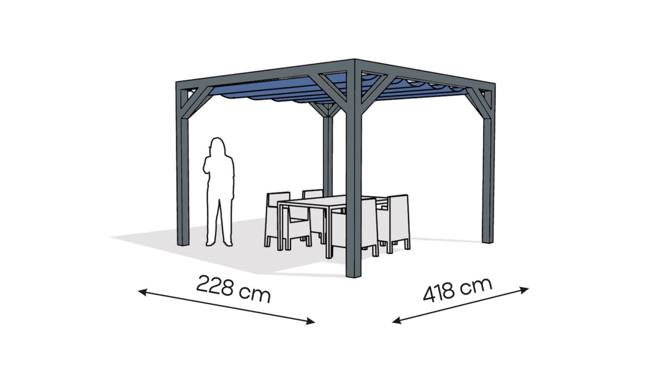 Pergola PW drewno lakierowane 228 x 418 cm antracyt