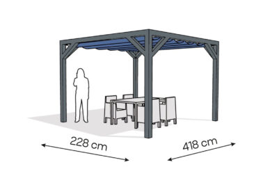 Pergola  PW drewno lakierowane 228 x 418 cm  antracyt