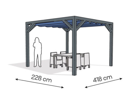 Pergola  PW drewno lakierowane 228 x 418 cm  antracyt