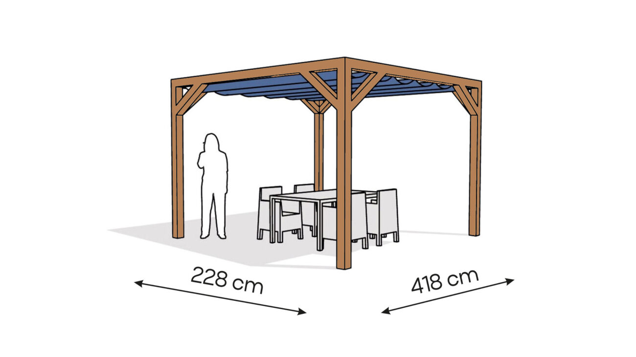 Pergola PW drewno lakierowane 228 x 418 cm bursztyn