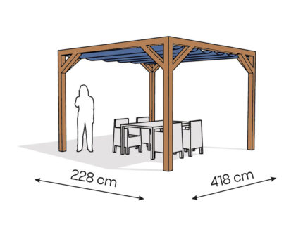 Pergola  PW drewno lakierowane 228 x 418 cm  bursztyn