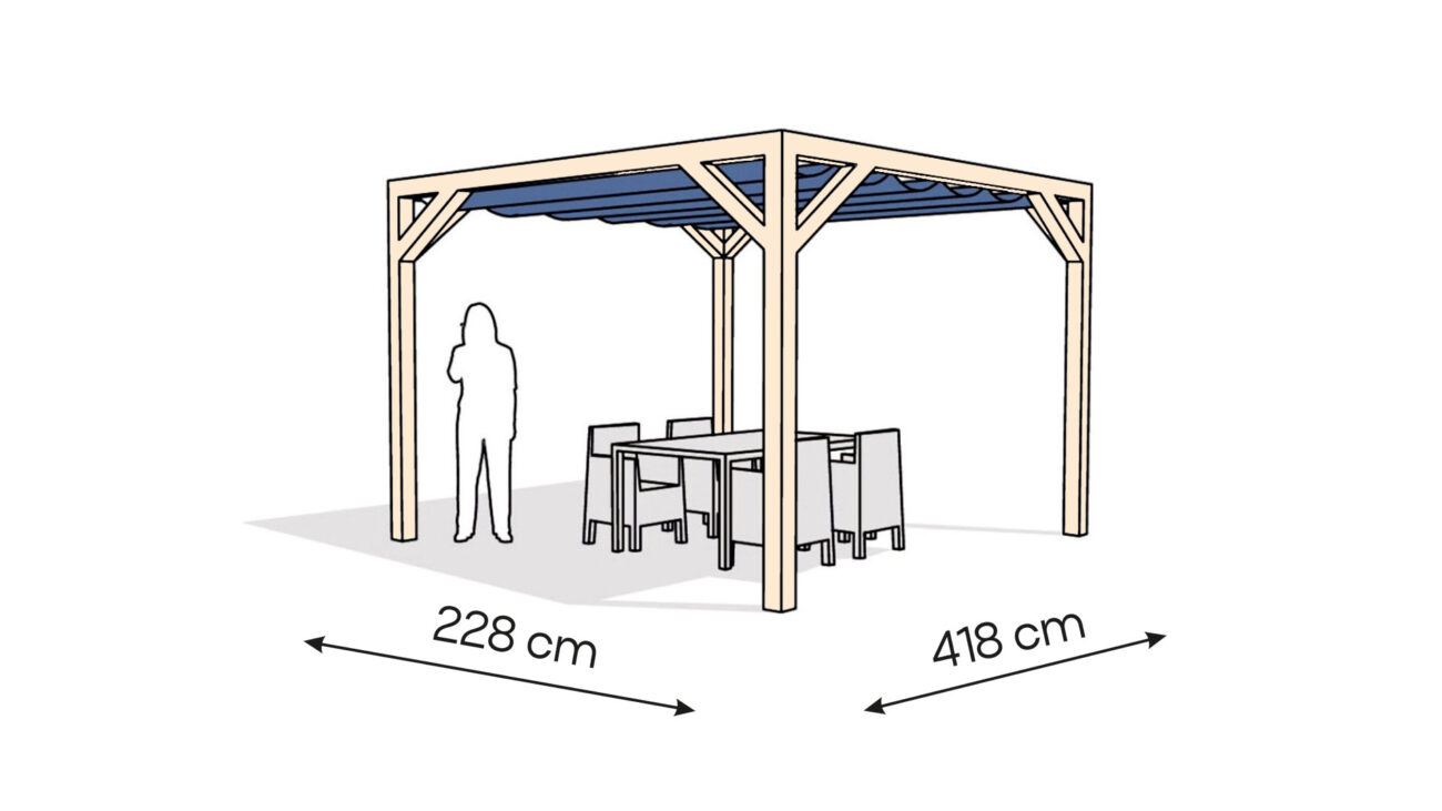 Pergola PW drewno surowe 228 x 418 cm