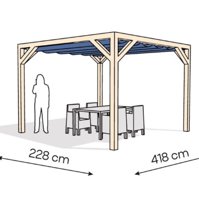 Pergola  PW drewno surowe 228 x 418 cm