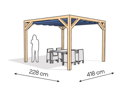 Pergola  PW drewno lakierowane 228 x 418 cm  lakier bezbarwny