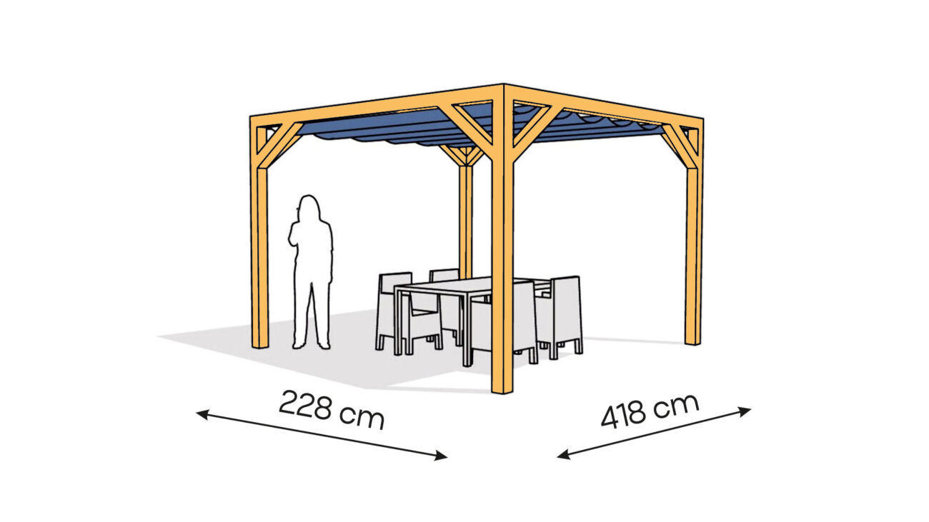 Pergola PW drewno lakierowane 228 x 418 cm sosna