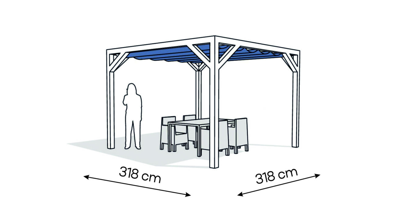 Pergola PW drewno lakierowane 318 x 318 cm biale