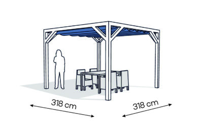 Pergola  PW drewno lakierowane 318 x 318 cm  biale