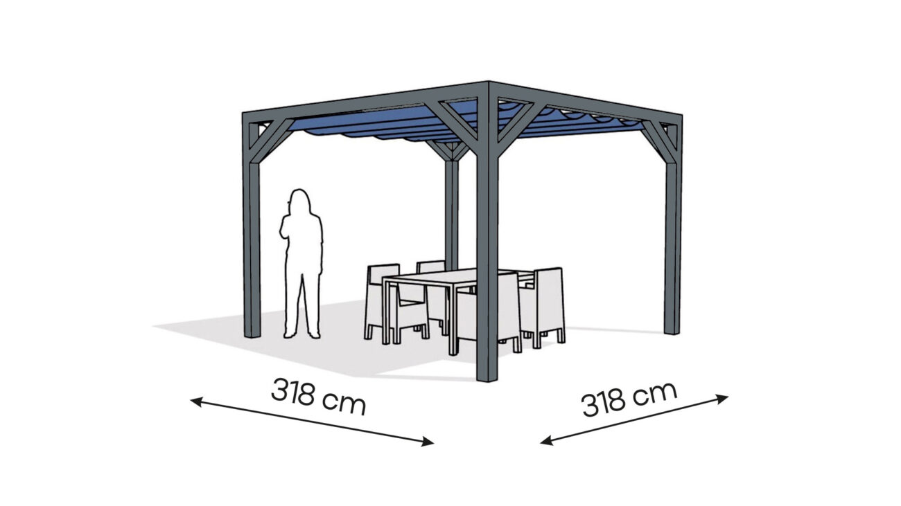 Pergola PW drewno lakierowane 318 x 318 cm antracyt