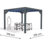 Pergola PW drewno lakierowane 318 x 318 cm antracyt