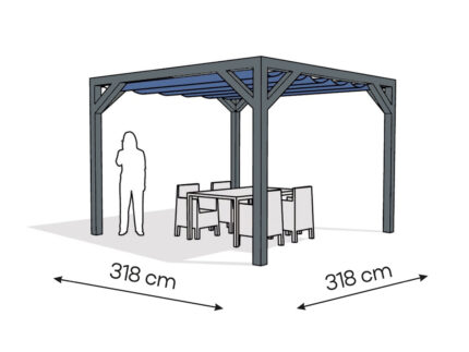 Pergola  PW drewno lakierowane 318 x 318 cm  antracyt