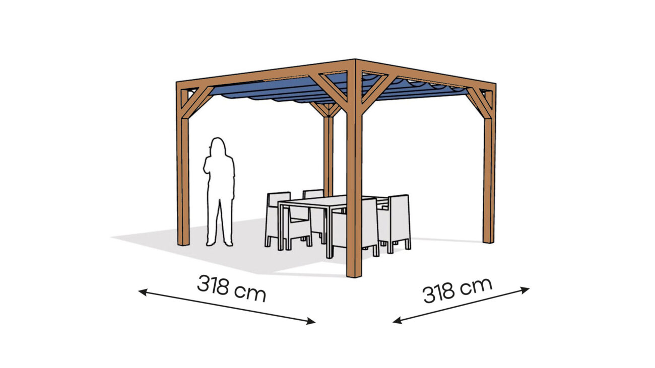 Pergola PW drewno lakierowane 318 x 318 cm bursztyn