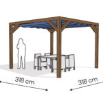 Pergola PW drewno lakierowane 318 x 318 cm ciemny orzech