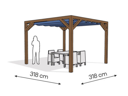 Pergola  PW drewno lakierowane 318 x 318 cm  ciemny orzech