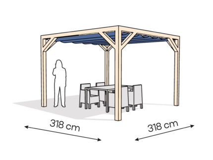 Pergola  PW drewno surowe 318 x 318 cm