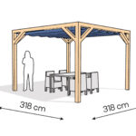 Pergola PW drewno lakierowane 318 x 318 cm lakier bezbarwny