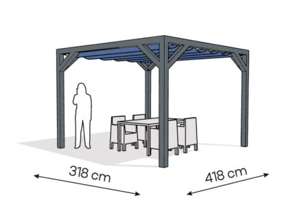 Pergola  PW drewno lakierowane 318 x 418 cm  antracyt