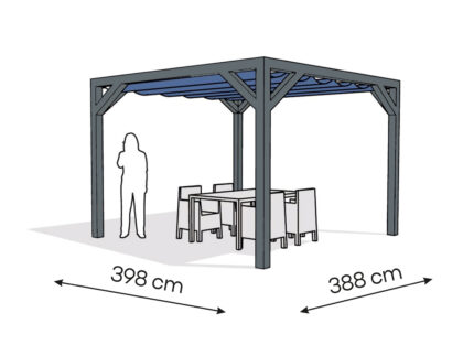 Pergola  PW drewno lakierowane 398 x 388 cm  antracyt