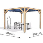 Pergola PW drewno lakierowane 398 x 388 cm lakier bezbarwny