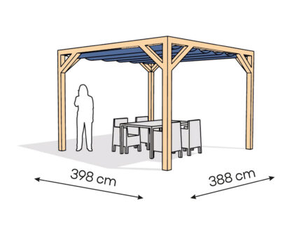 Pergola  PW drewno lakierowane 398 x 388 cm  lakier bezbarwny