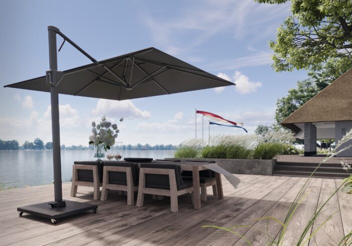 Parasol ogrodowy BEAUFORT PREMIUM – kolor stelażu: Anthracite – kolor: Havana – 3,2 x 3,2 m - obrazek 8