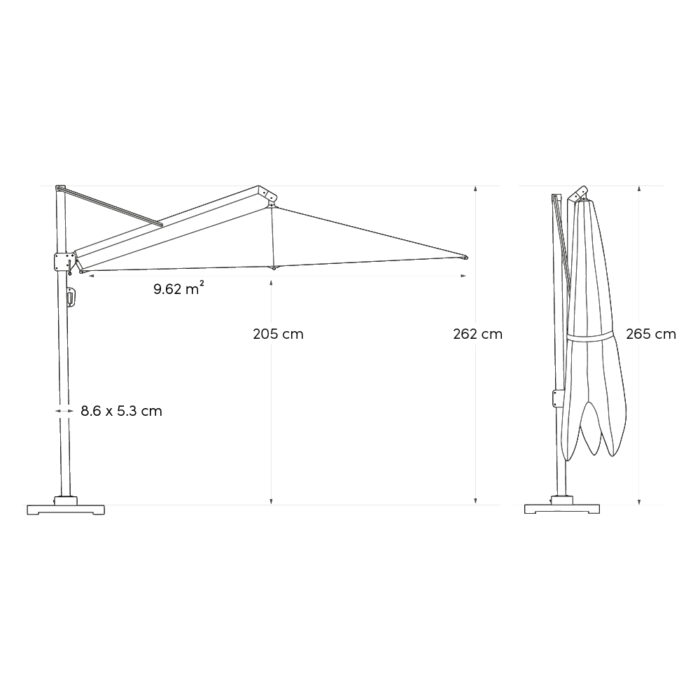 Parasol ogrodowy CHALLENGER T² PREMIUM - kolor stelażu: Teak - kolor: Champagne - Ø 3,5 m - obrazek 8