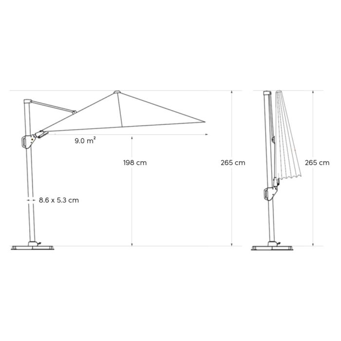 Parasol ogrodowy CHALLENGER T² PREMIUM - kolor stelażu: Sandstone - kolor: Champagne - 3 x 3 m - obrazek 7
