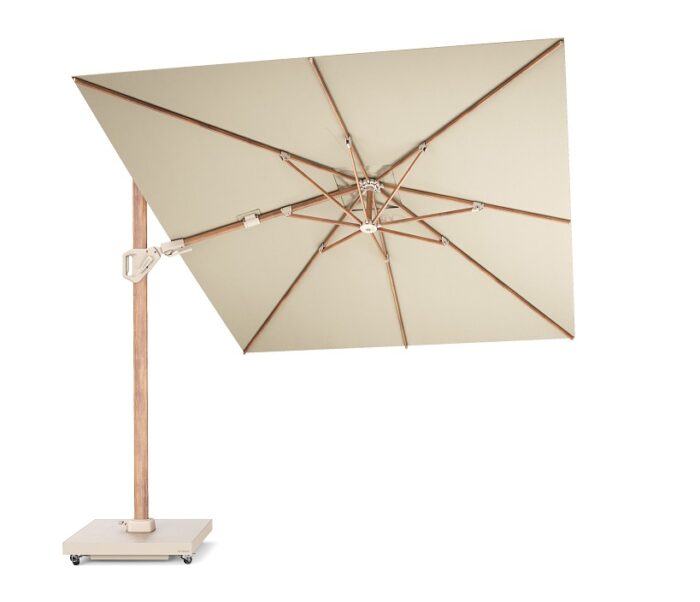 Parasol ogrodowy CHALLENGER T² PREMIUM - kolor stelażu: Teak - kolor: Champagne - 3,5 x 2,6 m - obrazek 3