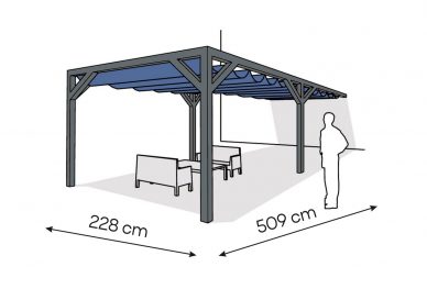 Pergola  PS1 drewno lakierowane 228 x 509 cm  antracyt