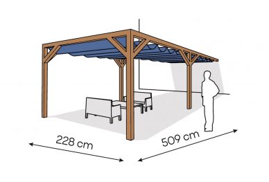 Pergola  PS1 drewno lakierowane 228 x 509 cm  bursztyn