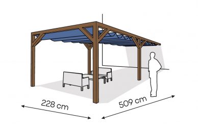 Pergola  PS1 drewno lakierowane 228 x 509 cm  ciemny orzech