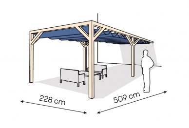 Pergola  PS1 drewno surowe 228 x 509 cm