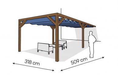 Pergola  PS1 drewno lakierowane 318 x 509 cm  ciemny orzech