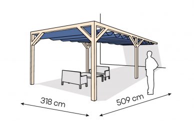 Pergola  PS1 drewno surowe 318 x 509 cm  surowe