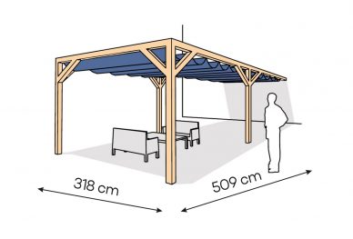 Pergola  PS1 drewno lakierowane 318 x 509 cm  lakier bezbarwny