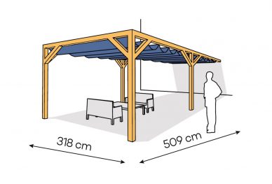 Pergola  PS1 drewno lakierowane 318 x 509 cm  sosna