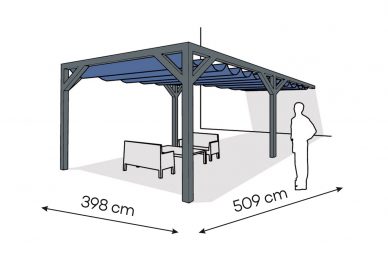 Pergola  PS1 drewno lakierowane 398 x 509 cm  antracyt