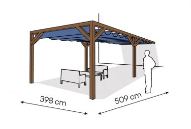 Pergola  PS1 drewno lakierowane 398 x 509 cm  ciemny orzech