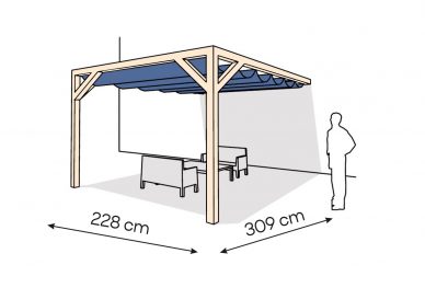 Pergola  PS1 drewno surowe 228 x 309 cm