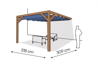 Pergola  PS1 drewno lakierowane 318 x 309 cm  bursztyn